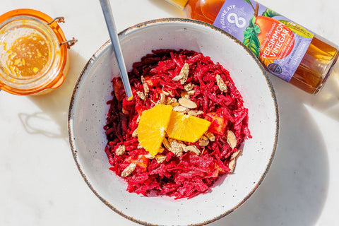 Bright Beet Slaw with Persimmon Vinaigrette - Figure Ate Foods
