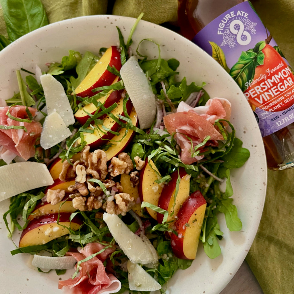 Nectarine & Prosciutto Salad with Persimmon Vinaigrette