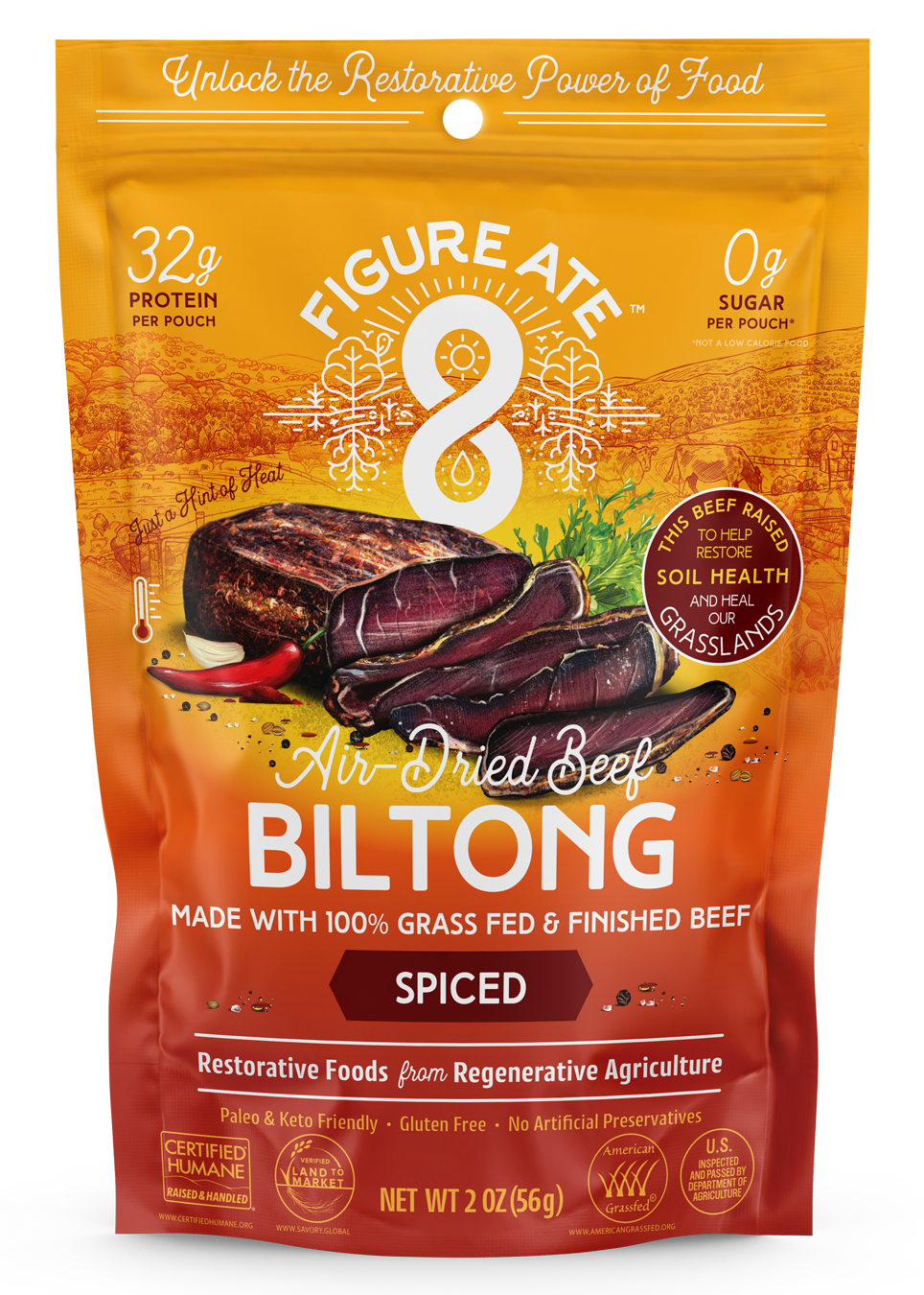 Spiced Grass Fed & Finished Beef Biltong