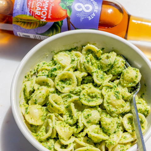 Easy Basil Pesto Recipe with Toasted Pine Nuts and Persimmon Vinegar